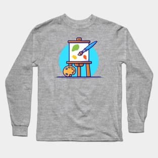 Easel Art Board, Paint pallet And Paint Brush Cartoon Vector Icon Illustration Long Sleeve T-Shirt